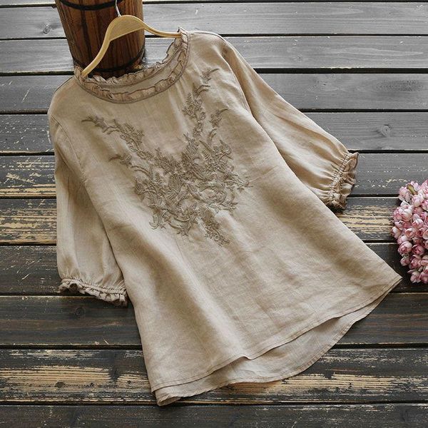 women's blouses & shirts fashion embroidered woman o-neck female blouse casual mama clothes, White
women's blouses & shirts fashion embroidered woman o-neck female blouse casual mama clothes, White