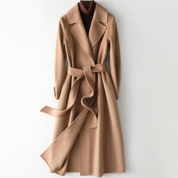 women's wool & blends fashion double sided cashmere overcoat autumn winter korean long lace loose belt plus size 100% coat temperament, Black
women's wool & blends fashion double sided cashmere overcoat autumn winter korean long lace loose belt plus size 100% coat temperament, Black