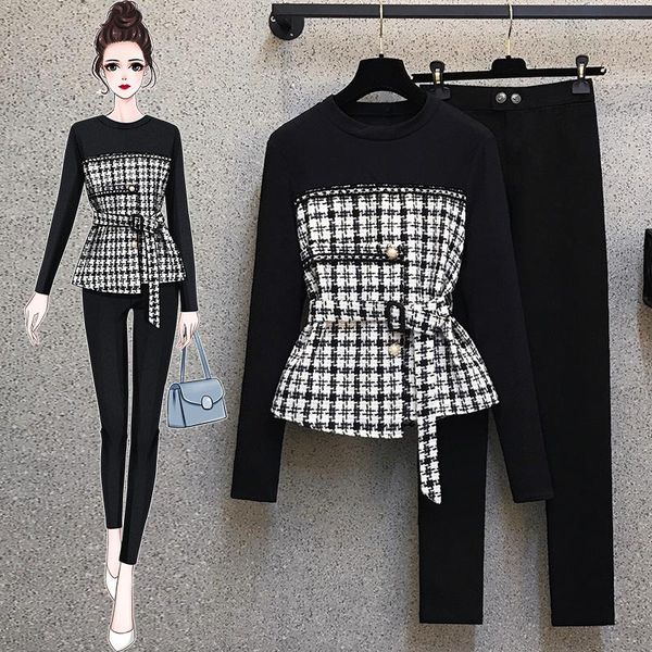 women's two piece pants design office lady 2 set women contrast hoodies+pants splicing pullover plaid outfits korean conjunto feminino, White
women's two piece pants design office lady 2 set women contrast hoodies+pants splicing pullover plaid outfits korean conjunto feminino, White