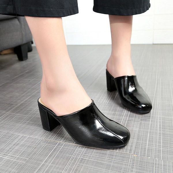 dress shoes women slippers mules summer super high heel slides 2021 outside elegant pu square toe woman, Black
dress shoes women slippers mules summer super high heel slides 2021 outside elegant pu square toe woman, Black