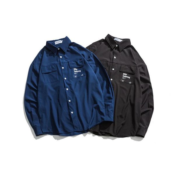 men's casual shirts japanese loose and simple printed letter long sleeve autumn shirt male couple ins trend 2021, White;black
men's casual shirts japanese loose and simple printed letter long sleeve autumn shirt male couple ins trend 2021, White;black