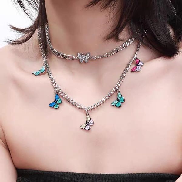 pendant necklaces 2021 colorful butterfly choker necklace for women punk crystal collar fashion layer neck chain, Silver
pendant necklaces 2021 colorful butterfly choker necklace for women punk crystal collar fashion layer neck chain, Silver