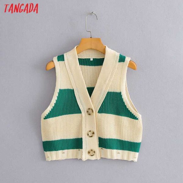 tangada women fashion striped crop knitted vest sweater v neck sleeveless female waistcoat chic bc53 210609, White
tangada women fashion striped crop knitted vest sweater v neck sleeveless female waistcoat chic bc53 210609, White