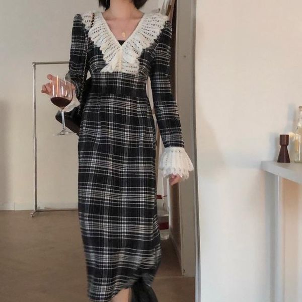 plaid striped vintage dress women french vintage retro lace long sleeve midi dress chic elegant dresses for women autumn, Black;gray
plaid striped vintage dress women french vintage retro lace long sleeve midi dress chic elegant dresses for women autumn, Black;gray