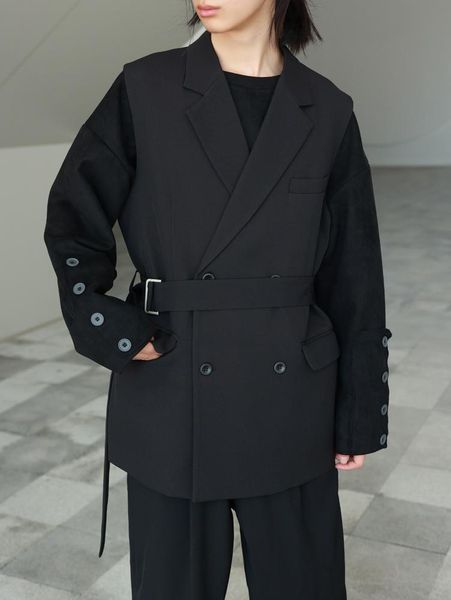 men's vests vest large size autumn light cooked style double breasted back slit suit collar tide loose sleeveless coat, Black;white
men's vests vest large size autumn light cooked style double breasted back slit suit collar tide loose sleeveless coat, Black;white