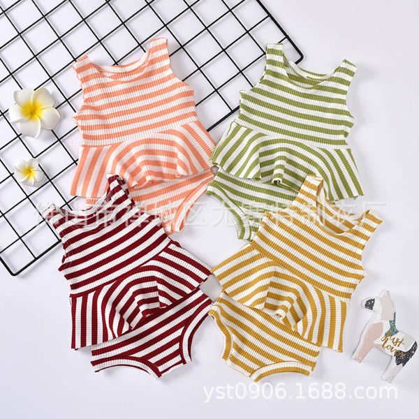 gl2022# children's clothing 4-color striped fabric vest skirt 10 shorts 2-piece set, White
gl2022# children's clothing 4-color striped fabric vest skirt 10 shorts 2-piece set, White