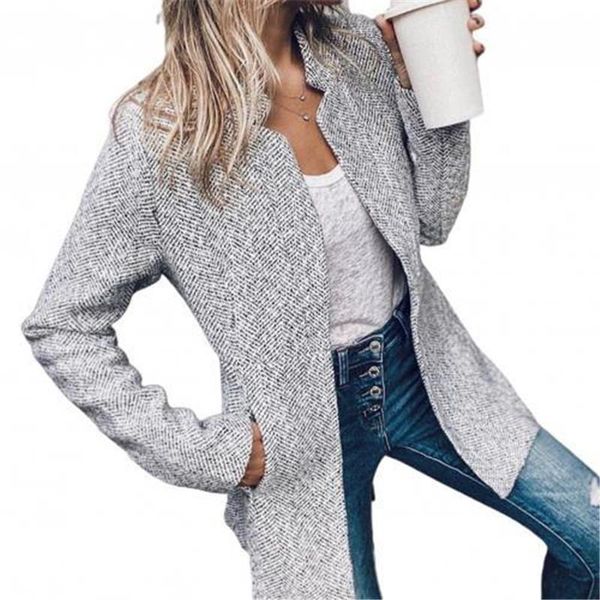 women's wool & blends autumn winter open front cardigan woolen coat women stand collar long sleeve thick slim mid-length jacket female, Black
women's wool & blends autumn winter open front cardigan woolen coat women stand collar long sleeve thick slim mid-length jacket female, Black