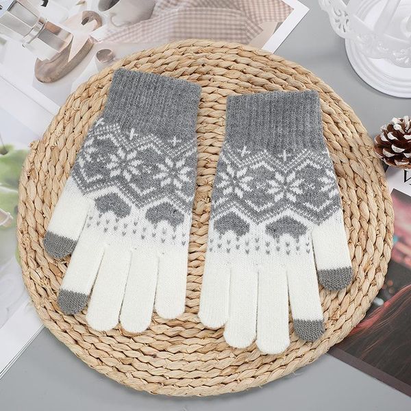 five fingers gloves winter men/women warm jacquard stretch knit female print magic accessories wool full finger thicken mittens, Blue;gray
five fingers gloves winter men/women warm jacquard stretch knit female print magic accessories wool full finger thicken mittens, Blue;gray