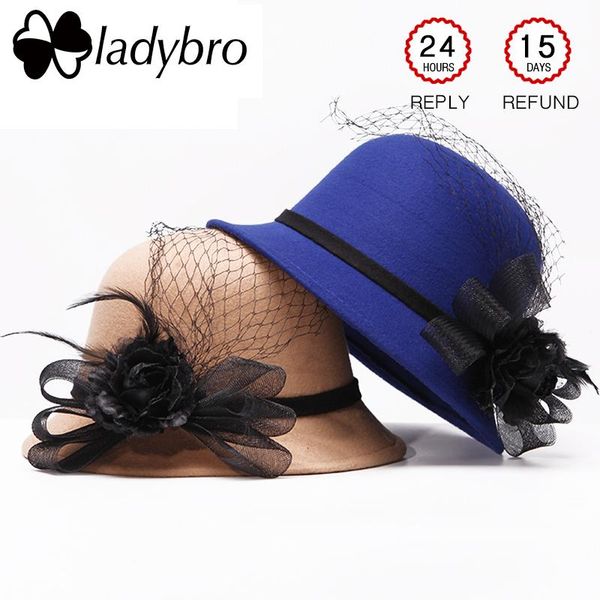 stingy brim hats ladybro autumn winter women hat mesh flower female fedora classical imitation wool cap elegant wide for, Blue;gray
stingy brim hats ladybro autumn winter women hat mesh flower female fedora classical imitation wool cap elegant wide for, Blue;gray