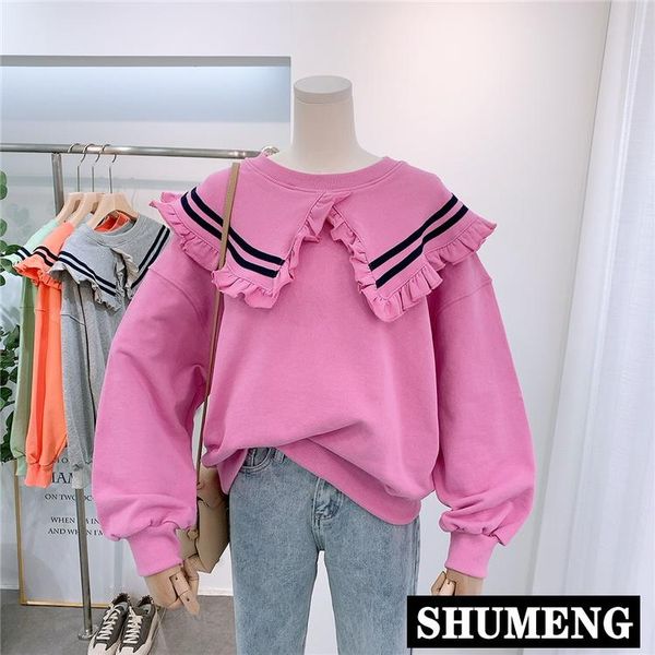 women's hoodies & sweatshirts korean style solid color ruffled collar loose sweatshirt college pullover hoody fashion cotton hoodie coa, Black
women's hoodies & sweatshirts korean style solid color ruffled collar loose sweatshirt college pullover hoody fashion cotton hoodie coa, Black