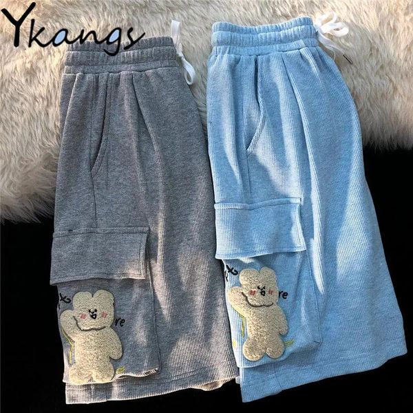 women's shorts kawaii bear cartoon embroidery loose korean fashion cargo female aesthetic cute running pocket summer 2021 women, White;black
women's shorts kawaii bear cartoon embroidery loose korean fashion cargo female aesthetic cute running pocket summer 2021 women, White;black