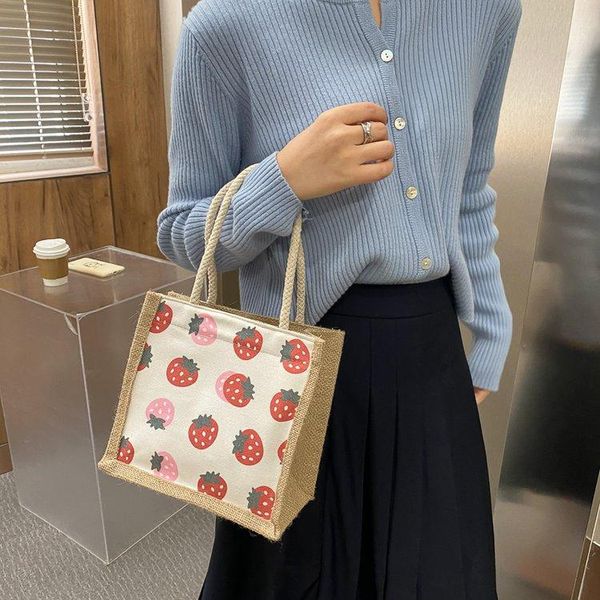 shoulder bags canvas bag 2021 printing hand versatile lunch box handbags women