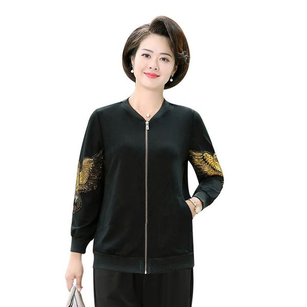 women's jackets embroidery and coats spring fall middle age mother casual large size women flower cardigan outerwear, Black;brown
women's jackets embroidery and coats spring fall middle age mother casual large size women flower cardigan outerwear, Black;brown
