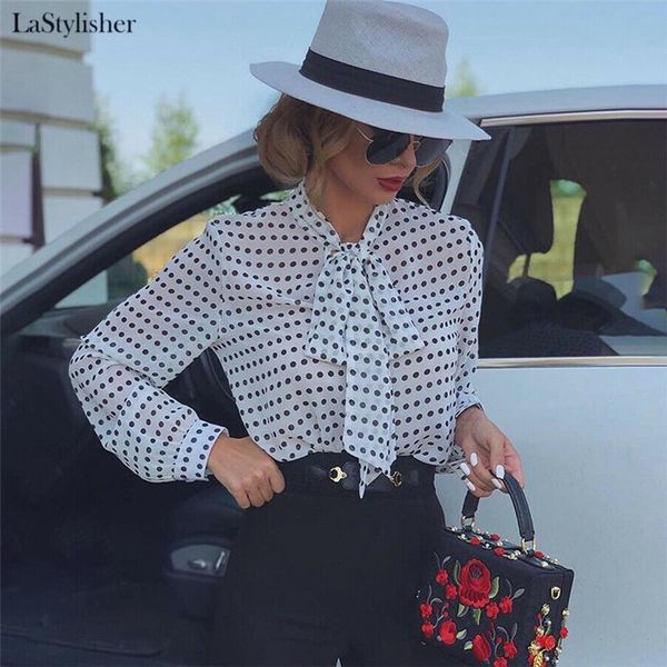 lastylisher office ladies womens and blouses elegant long sleeve polka dot shirt bowknot see through blouse streetwear, White
lastylisher office ladies womens and blouses elegant long sleeve polka dot shirt bowknot see through blouse streetwear, White