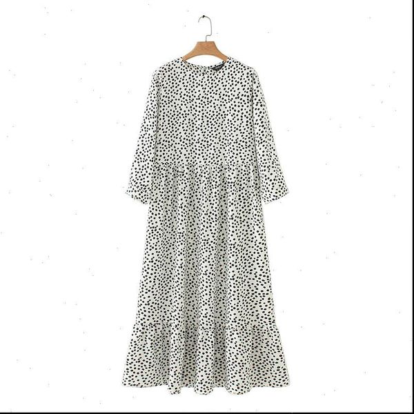women dots print maxi dress pleated three quarter sleeve female casual straight dresses chic ankle length, Black;gray
women dots print maxi dress pleated three quarter sleeve female casual straight dresses chic ankle length, Black;gray