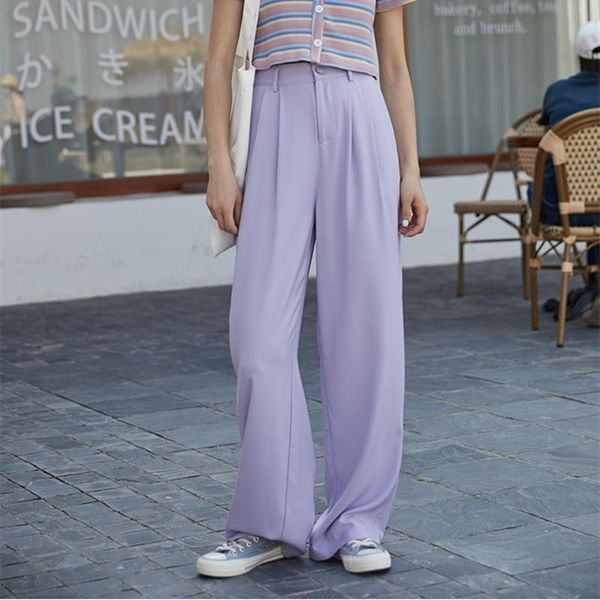 women's pants & capris ol solid purple bottoms high waist suit women loose long straight wide leg work wear trousers femme office lady, Black;white
women's pants & capris ol solid purple bottoms high waist suit women loose long straight wide leg work wear trousers femme office lady, Black;white
