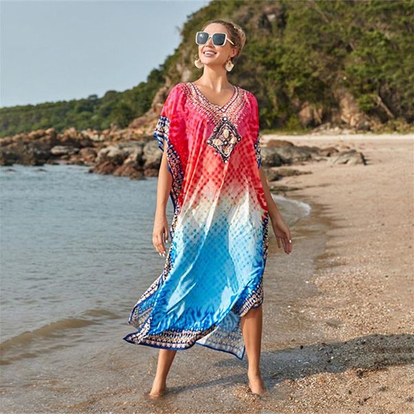 women's swimwear pareo beach tunic bikini cover-ups women plus size boho printing dress kaftan split summer maxi swim wear cover, White;black
women's swimwear pareo beach tunic bikini cover-ups women plus size boho printing dress kaftan split summer maxi swim wear cover, White;black