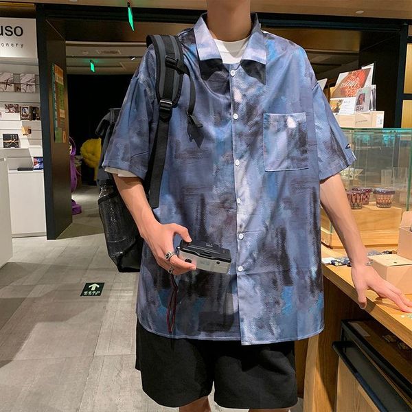 men's casual shirts 2021 summer comfortable oil painting printed short sleeve shirt brand all-match streetwear, White;black
men's casual shirts 2021 summer comfortable oil painting printed short sleeve shirt brand all-match streetwear, White;black
