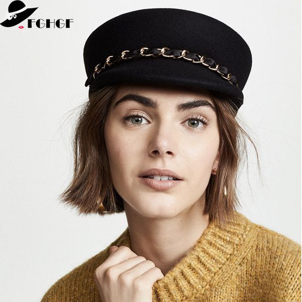 2021 new trendy wool felt with chain around winter women beret black gray visor military hat newsboy cap ladies xiw7, Blue;gray
2021 new trendy wool felt with chain around winter women beret black gray visor military hat newsboy cap ladies xiw7, Blue;gray