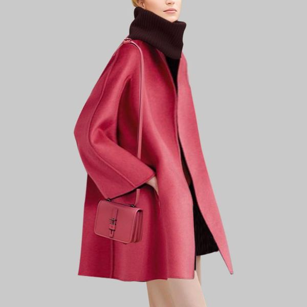 women's wool & blends goddess model temperament in the long paragraph pink tweed jacket 2021 winter warm coat, Black
women's wool & blends goddess model temperament in the long paragraph pink tweed jacket 2021 winter warm coat, Black