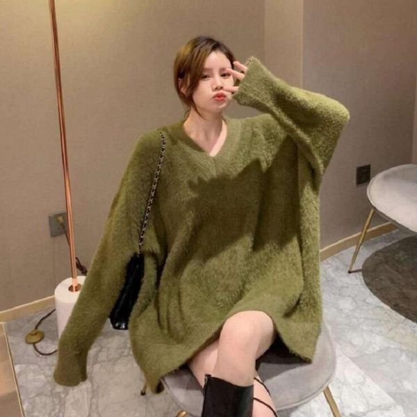 women's sweaters sweater luxury mink cashmere womens chic oversized loose knit pullover women v neck winter thick warm christmas, White;black
women's sweaters sweater luxury mink cashmere womens chic oversized loose knit pullover women v neck winter thick warm christmas, White;black
