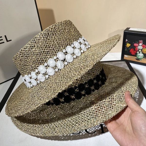 seaside holiday hat lace webbing salty grass women's elegant sunscreen hat big brim beach hat, Blue;gray
seaside holiday hat lace webbing salty grass women's elegant sunscreen hat big brim beach hat, Blue;gray