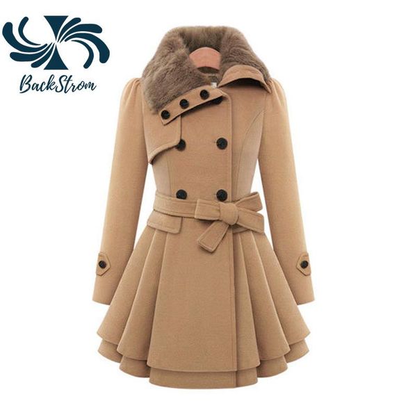 women's wool & blends backstrom women slim-fit short double-breasted chic woolen coats skirt style waist trench outwear adjustable sash, Black
women's wool & blends backstrom women slim-fit short double-breasted chic woolen coats skirt style waist trench outwear adjustable sash, Black