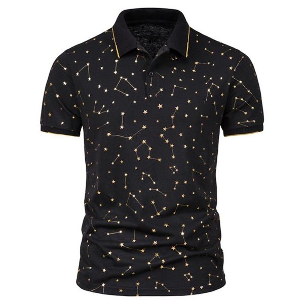 men's polos men shirt short sleeve star chain bronzing print lapel t-shirt clothing summer streetwear casual, White;black
men's polos men shirt short sleeve star chain bronzing print lapel t-shirt clothing summer streetwear casual, White;black