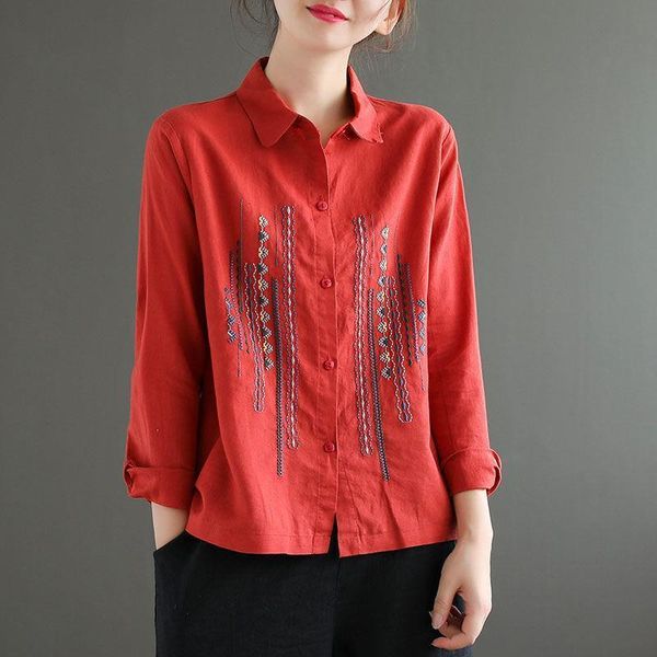 cotton linen plus size collared shirt womens long sleeve vintage embroidery blouse button up ladies clothes casual, White
cotton linen plus size collared shirt womens long sleeve vintage embroidery blouse button up ladies clothes casual, White