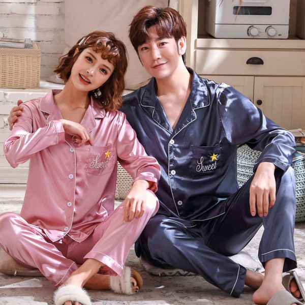 pajamas women's spring and autumn korean version ice lovers long sleeve suit men's oversized silk summer thin home wear, Black;brown
pajamas women's spring and autumn korean version ice lovers long sleeve suit men's oversized silk summer thin home wear, Black;brown