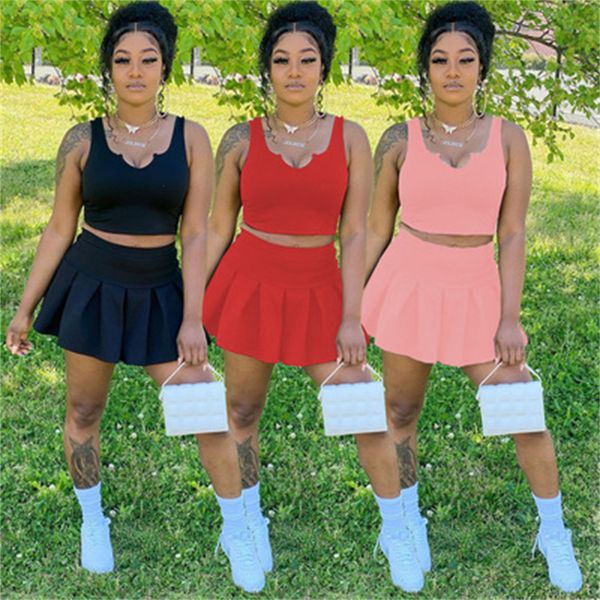 womens casual two piece dress fashion trend solid color sleeveless u-neck vest short skirts sets designer summer female show waist suits, White
womens casual two piece dress fashion trend solid color sleeveless u-neck vest short skirts sets designer summer female show waist suits, White