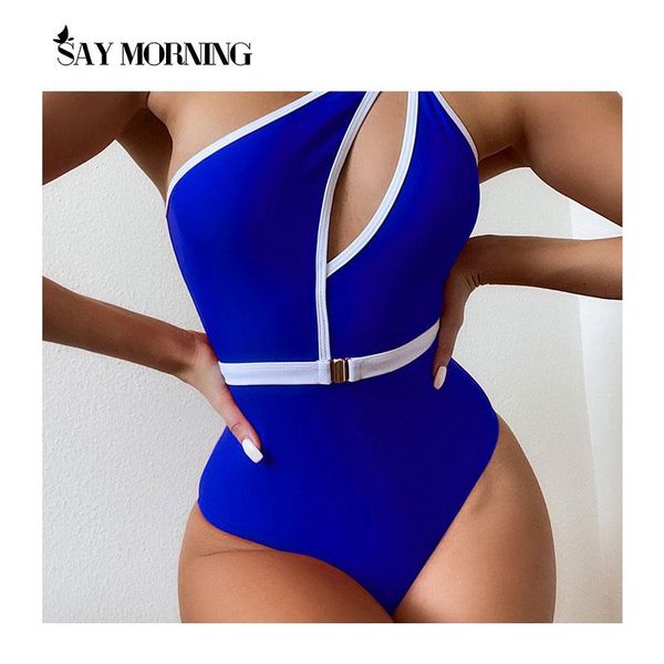 women's swimwear say morning swimsuit solid color one-shoulder one-piece bikini set 2021 beach wear swimming bathing, White;black 
women's swimwear say morning swimsuit solid color one-shoulder one-piece bikini set 2021 beach wear swimming bathing, White;black
