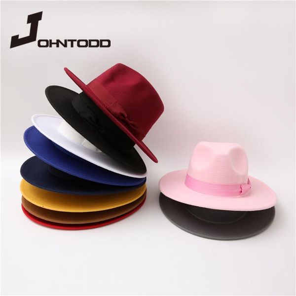 wide brim hats 2021 fashion women men pink bow ribbon band fedora classic wedding winter ladies hat gorras hombre, Blue;gray
wide brim hats 2021 fashion women men pink bow ribbon band fedora classic wedding winter ladies hat gorras hombre, Blue;gray
