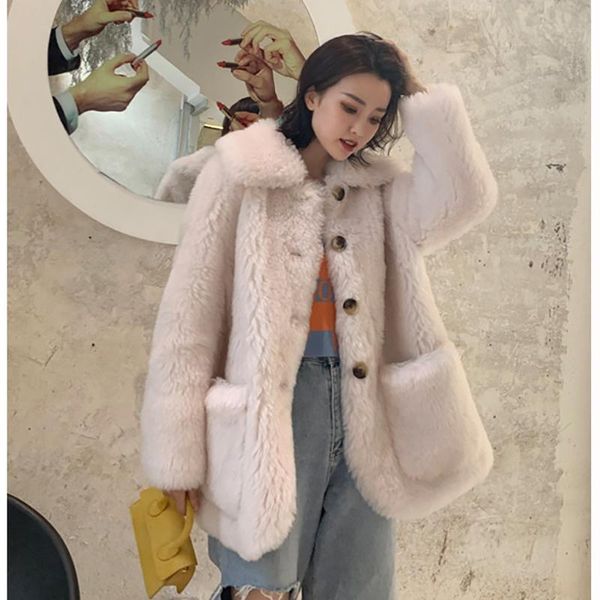 women's fur & faux real coat winter women 2021 fashion style plus size sheep shearing wool jacket, Black
women's fur & faux real coat winter women 2021 fashion style plus size sheep shearing wool jacket, Black