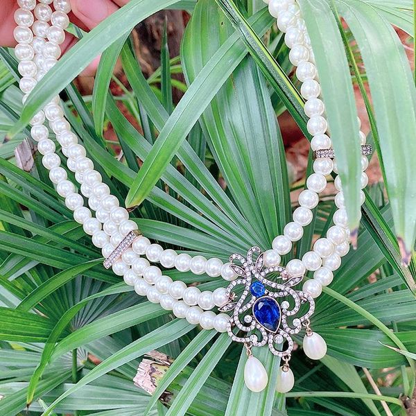 chains masa elegant baroque classic multilayer pearl necklace metal flash rhinestone temperament fashion bridal moroccan jewelry, Silver 
chains masa elegant baroque classic multilayer pearl necklace metal flash rhinestone temperament fashion bridal moroccan jewelry, Silver