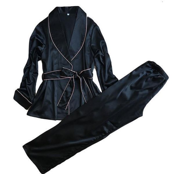high grade silk satin women pajama set long sleeve robe and pants female autumn bathrobe suit elegant sleepwear homewear, Black;red
high grade silk satin women pajama set long sleeve robe and pants female autumn bathrobe suit elegant sleepwear homewear, Black;red