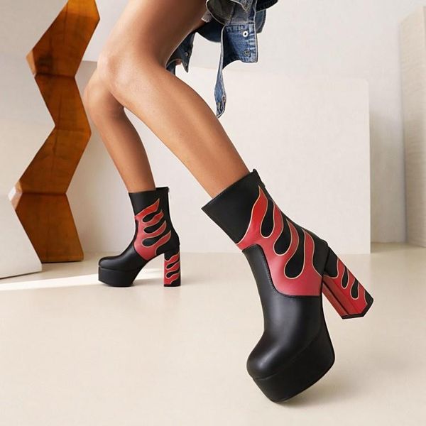 boots winter women's short tube fashion european style match color square head high thick heel zipper, Black
boots winter women's short tube fashion european style match color square head high thick heel zipper, Black