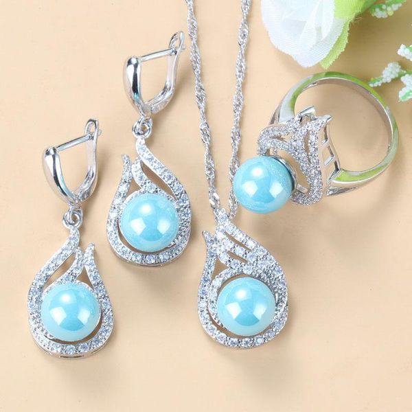 wedding jewelry sets silver 925 women bridal sky blue natural freshwater pearls dangle earrings ring necklace, Slivery;golden
wedding jewelry sets silver 925 women bridal sky blue natural freshwater pearls dangle earrings ring necklace, Slivery;golden