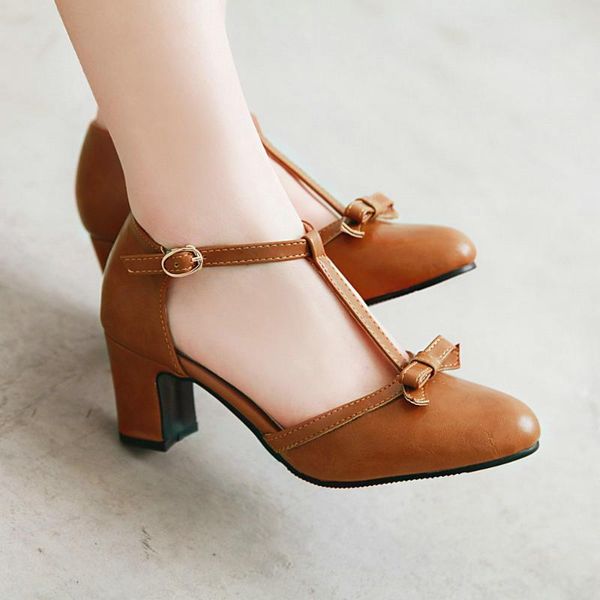 dress shoes summer women pumps square heel high ladies platform round toe t-tied wedding female sandals, Black
dress shoes summer women pumps square heel high ladies platform round toe t-tied wedding female sandals, Black