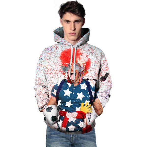 2021 cartoon clown printed sweater men's youth 3d sweater hoodie top, Black
2021 cartoon clown printed sweater men's youth 3d sweater hoodie top, Black