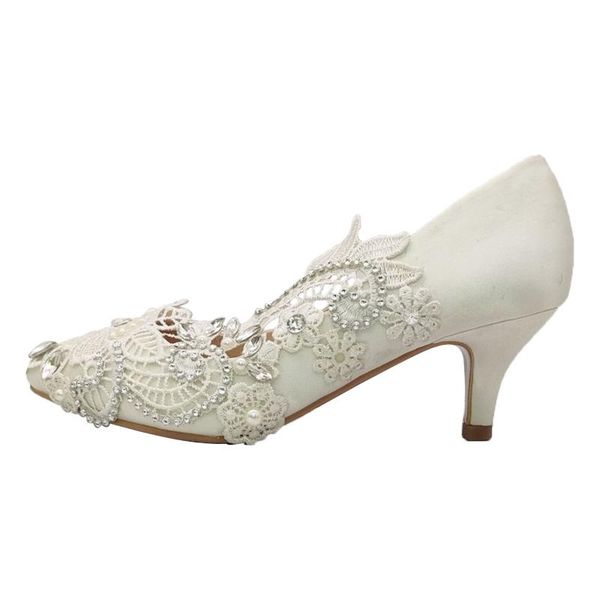 dress shoes women fashion lace wedding kitten white 5cm mid heel satin appliques beaded pump bridal, Black
dress shoes women fashion lace wedding kitten white 5cm mid heel satin appliques beaded pump bridal, Black