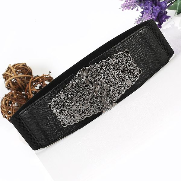 women's pair button carved wide waistband dress with elastic metal elastic belt accessories, Black;brown
women's pair button carved wide waistband dress with elastic metal elastic belt accessories, Black;brown