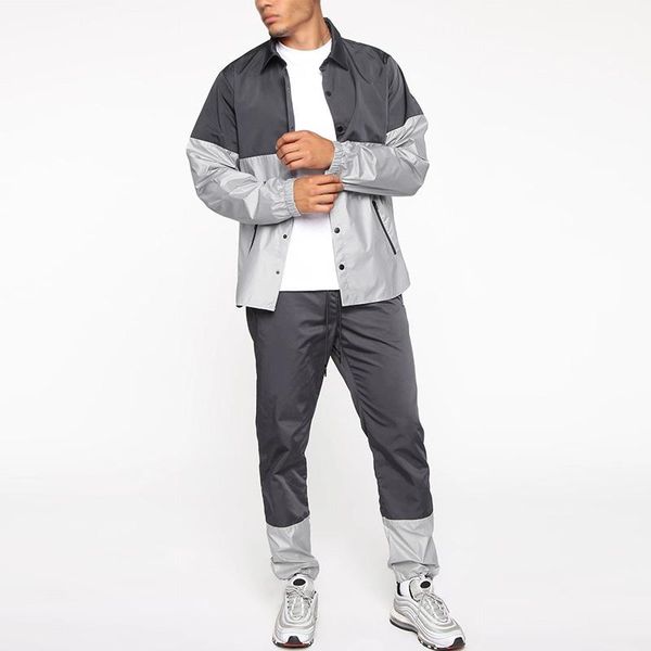 men's tracksuits spring and autumn sets fashion splicing lapel jacket thin coat long sleeve single breasted quick-drying, Gray
men's tracksuits spring and autumn sets fashion splicing lapel jacket thin coat long sleeve single breasted quick-drying, Gray