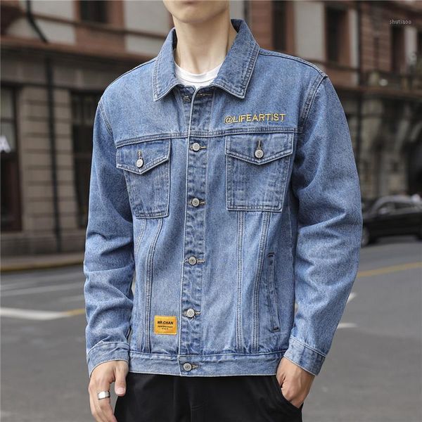 men's jackets 2021 spring jeans jacket slim embroidery trend, Black;brown 
men's jackets 2021 spring jeans jacket slim embroidery trend, Black;brown