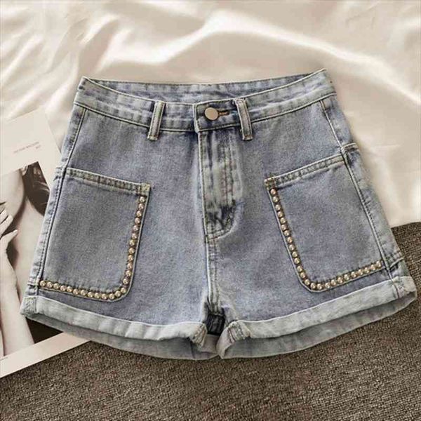 mini denim high waist blue women shorts jeans rivet wide leg vintage summer, White;black
mini denim high waist blue women shorts jeans rivet wide leg vintage summer, White;black