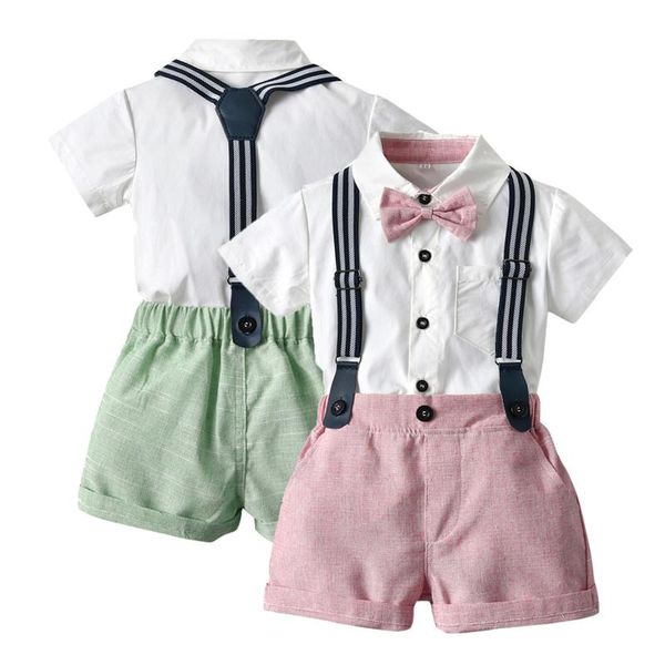 clothing sets summer toddler baby boys gentleman bow tie solid t-shirt +suspender shorts outfits pants formal suits, White
clothing sets summer toddler baby boys gentleman bow tie solid t-shirt +suspender shorts outfits pants formal suits, White
