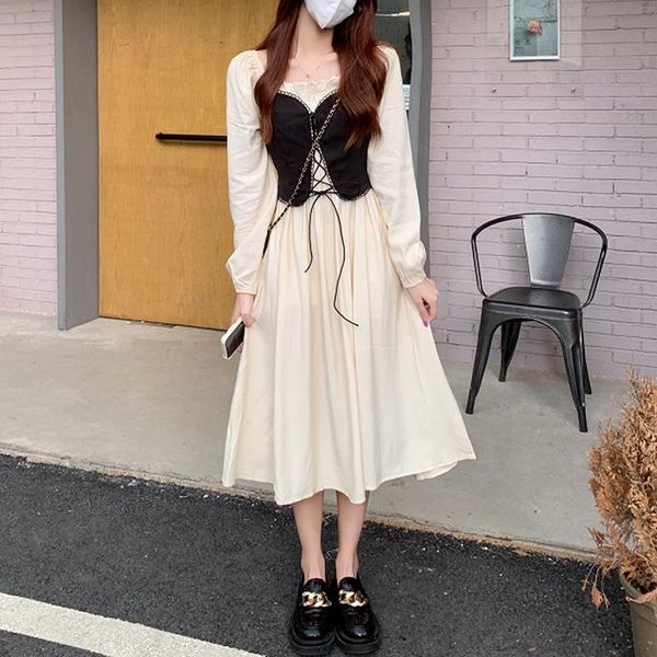 casual dresses autumn solid elegant vintage dress women high waist princess party midi female long sleeve france sweet sundress, Black;gray
casual dresses autumn solid elegant vintage dress women high waist princess party midi female long sleeve france sweet sundress, Black;gray