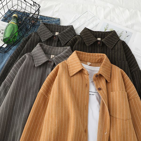 2021 woolen striped shirts women blouses long female clothes new arrival yellow grey el34, White
2021 woolen striped shirts women blouses long female clothes new arrival yellow grey el34, White