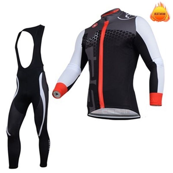 strava team cycling suit winter fleece winter cycling, Black;red