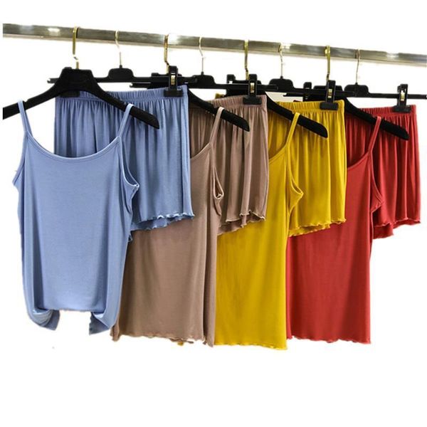 women modal pajamas set with shorts female lounge wear sleepwear women's summer home clothes loose summer modal home suit, Black;red
women modal pajamas set with shorts female lounge wear sleepwear women's summer home clothes loose summer modal home suit, Black;red